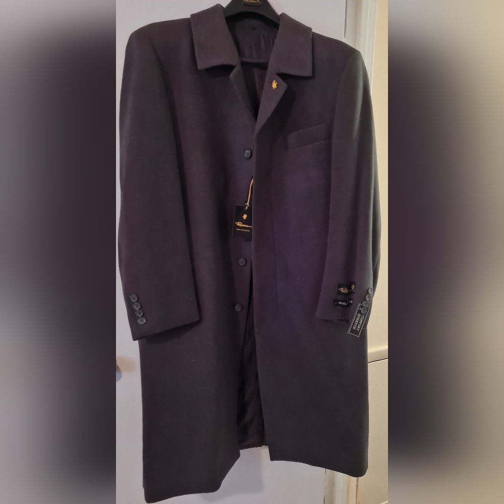 NWT FALCONE Men's Long Wool Stretch Coat Overcoat Size 48